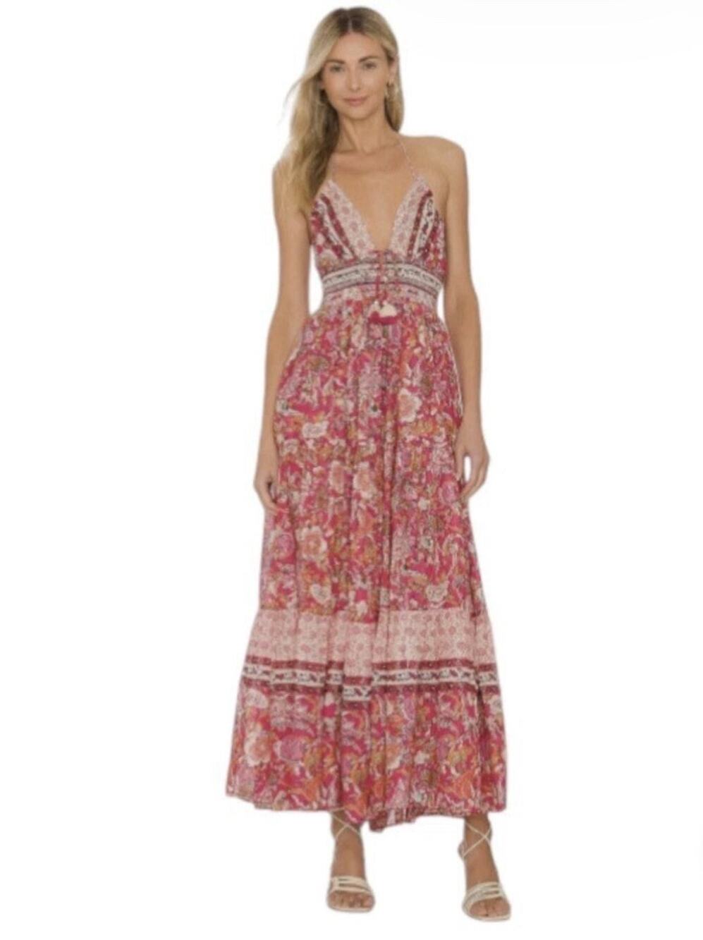 Free People Real Love Meadow Combo Print Maxi Dress Women's Size Medium